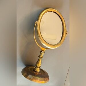 Vintage New! Mid Century brass vanity table swinging mirror Approximately 5 x 11